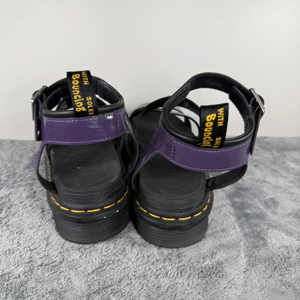 Dr. Martens Blaire Sandals Women 10 Purple Patent Leather Platform Gladiator
